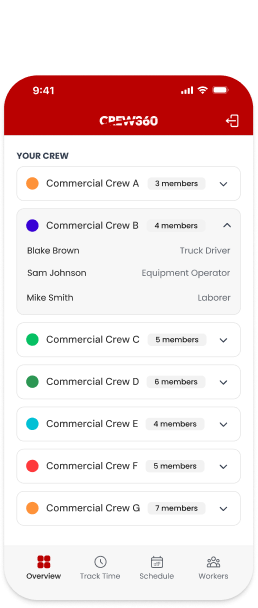 Crew management screen